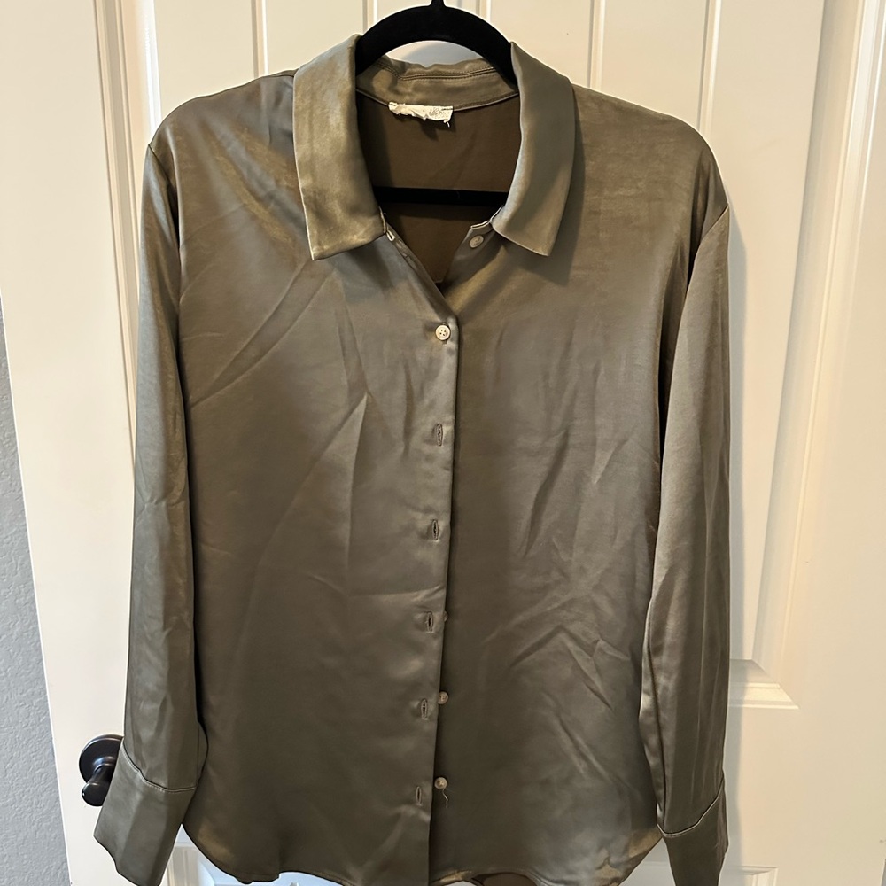 Mystree Olive Thick Satin Blouse